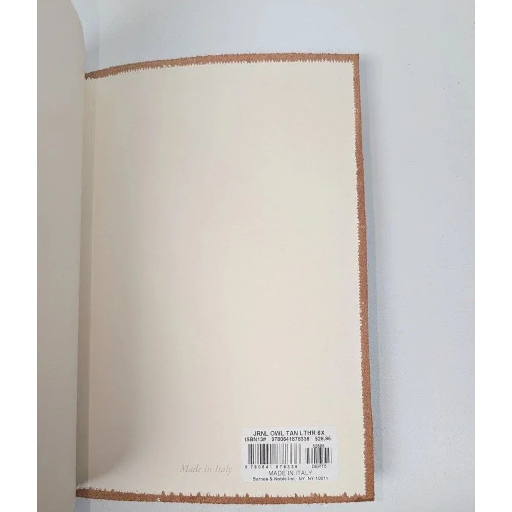Barnes & Noble Italian Leather Owl Journal Notebook Made in Italy Embossed Cover